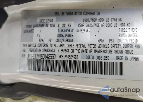 2005 Mazda Rx-8 Sport Automatic из США, поврежденный, VIN JM1FE17N150142559